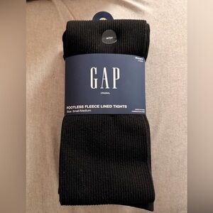 GAP S/M Black Footless Fleece Lined Tights New